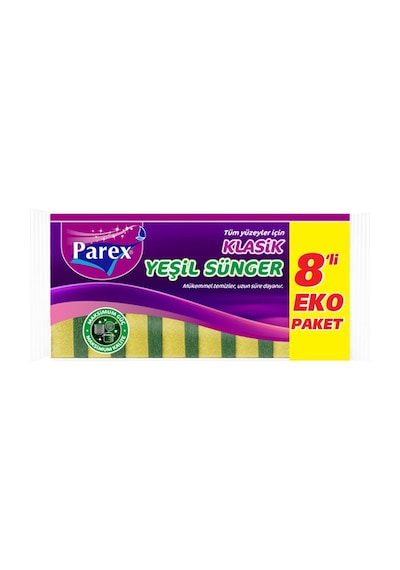 Parex Klasik Düz Yeşil Bulaşık Süngeri 8 Adet