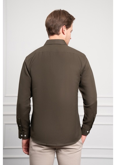 Morven Erkek Haki Trend İtalyan Yaka Slim Fit Dar Kesim Gömlek 25mc004017710 Haki Haki