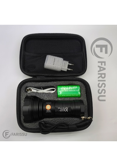 Gold Sılver Gs-5000 6800mah Bataryalı, Uzun Ömürlü, Şarjlı El Feneri Siyah