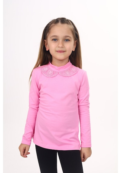 Toontoy Kids Toontoy Kız Çocuk Yakası Dantel Detaylı Tişört Pembe
