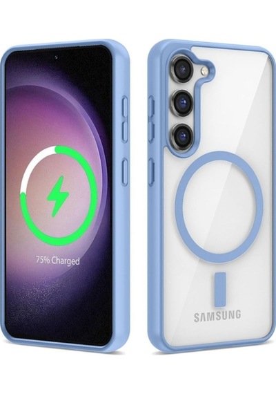 Galaxy S22 Plus Kılıf M-safe Wireless Şarj Özellikli Silikon Zore Ege Kapak Mavi