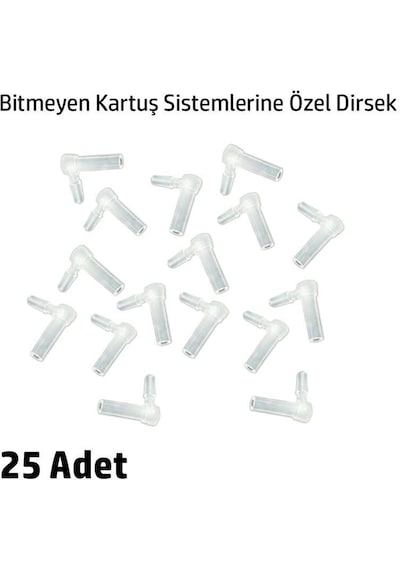 Bitmeyen Kartuş için Özel Hortum Dirseği 25 Adet L Dirsek