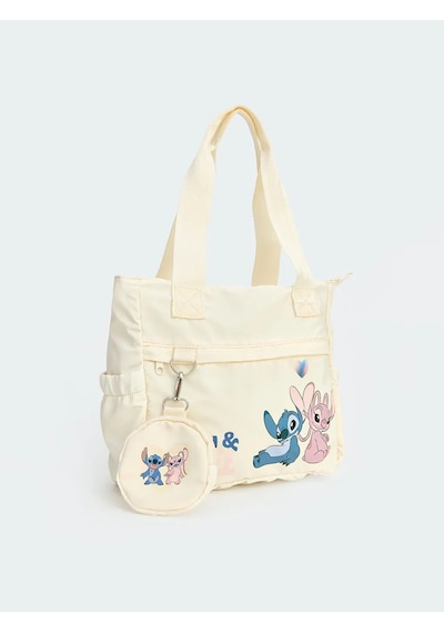 Lc Waikiki Ekru Stitch Ve Angel Baskılı Kız Çocuk Omuz Çantası