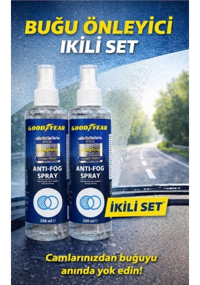 Cam Buğu Önleyici Sprey 250 Ml 2'li Takım 2025 Üretimli Üstün Performanslı