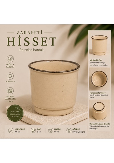 Porselen Kulpsuz Kum Beji Espresso Fincan Bardak Bej