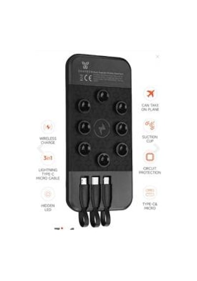 Snapron Snp-3003 10.000 Mah Vantuzlu Wireless Kablosuz Ve 3in1 Kablolu Powerbank Siyah