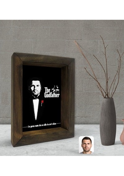Kişiye Özel Godfather Baba Silüet Tasarımlı Dekoratif Doğal Masif (500759968)