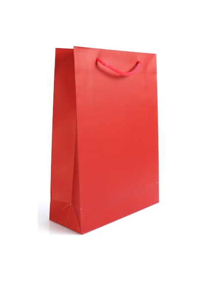 Karton Üzeri Mat Selefonlu Kırmızı Çanta 25x33x9 Cm 12'li