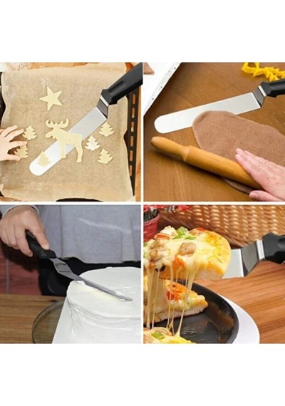 Eğik Çelik Spatula Paslanmaz Pasta Sıvama Paleti Çelik Gri Diğer