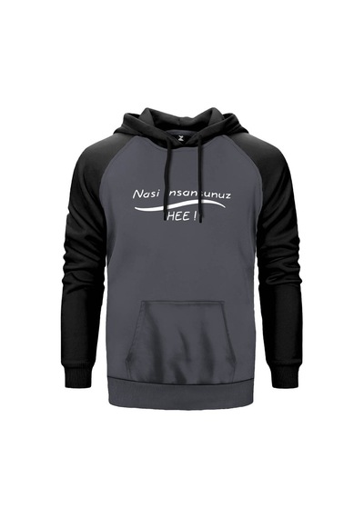 Nasi İnsansunuz Gri Renk Reglan Kol Sweatshirt