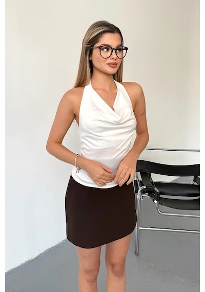 Giysa Kadın Degaje Yaka Kolsuz Basic Bluz Beyaz - 25y 2450 Beyaz