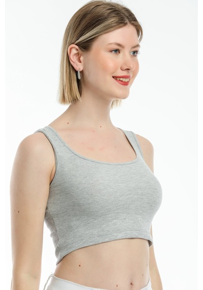 Kadın Crop Örme Atlet-tişort Spr21y19 001