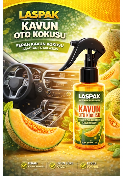 Laspak Kavun Sprey Oto Kokusu Uzun Süre Kalıcı Ferah Ve Temiz Koku 100 Ml 100