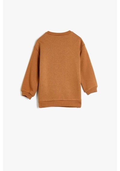Koton Kız Bebek Sweat Baskı Detayı Uzun Kollu Bisiklet Yaka Pamuklu Şardonlu Kahve