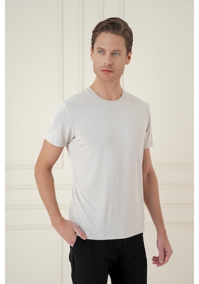 Efor Comfort Fit Bisiklet Yaka Modal Kısa Kol Casual Taş Tişört Ts 895 Taş