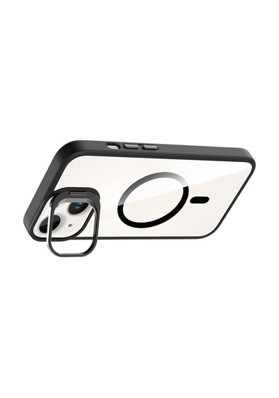Joko Apple İphone 15 Plus Remim Lensli Magsafe Standlı Kapak - Siyah 0.2M-Çok Renkli