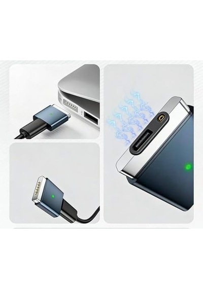 Type-c To Magsafe 2 İle Uyumlu Dönüştürücü 100w Hızlı Şarj Destekli Macbook İle Uyumlu Çevirici Gri Sf-2