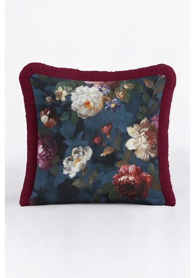 Çiçek Motifli Şakayık Saçaklı Yastık Kılıfı - Romantik Floral Lacivert Bordo Püsküllü Kırlent Kılıfı Puslu Vadi Nova Çiçek Motifli Şakayık Saçaklı Yastık Kılıfı - Romantik Floral Lacivert Bordo Püsküllü Kırlent Kılıfı Puslu Vadi Nova