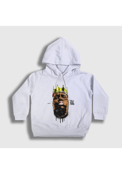 Presmono Unisex Çocuk Crown The Notorious Bıg Kapüşonlu Sweatshirt Beyaz