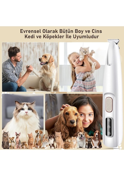 Valkyrie Kedi Köpek Pati Tüy Kesme Makinesi Şarjlı Sessiz Led Işıklı Hassas Bölge Traş Cihazı Seramik Bıçaklı