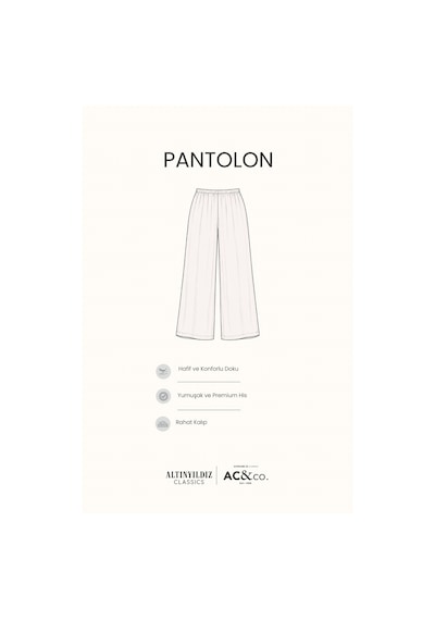 AC&Co / Altınyıldız Classics Kadın Bej Yumuşak Dokulu Standart Fit Cepli Beli Lastikli Rahat Örme Pantolon