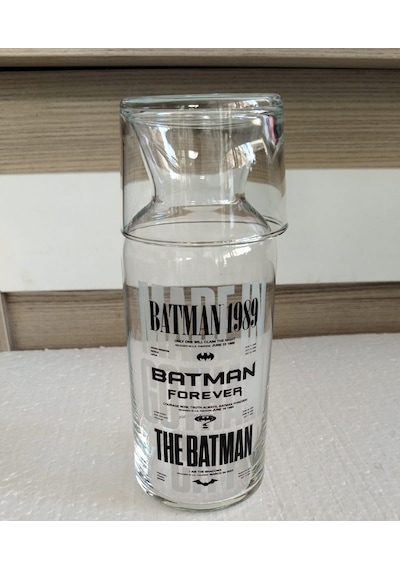 Rak Le Batman Yazı Baskılı Başucu Sürahisi Bardaklı Set - 700 Ml