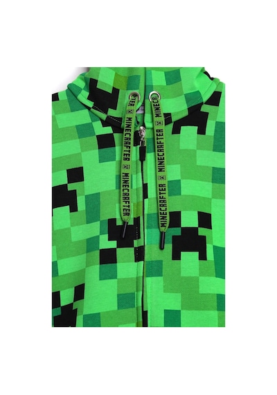 Minecraft Creeper Desenli Fermuarlı Unisex Çocuk Ceket 5 - 13 Yaş