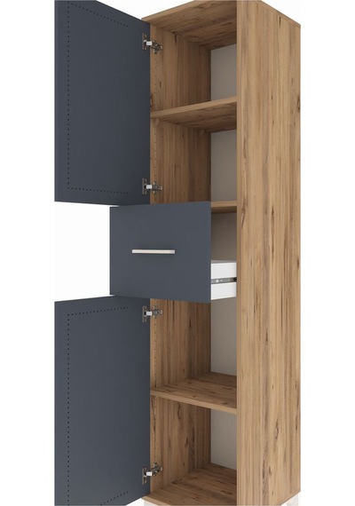 Hyperion Dolap 3 Raflı Tek Çekmeceli 2 Kapaklı 44x44x195 Çam-... Çam