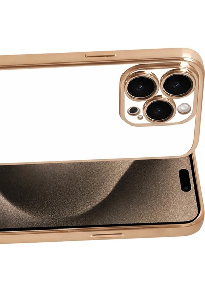 Newface Apple Uyumlu iPhone 15 Pro Max Razer Lensli Silikon Semeglbl - 58 - Gold