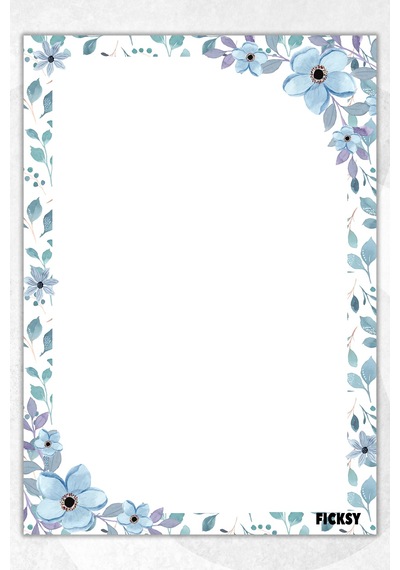 A5 Çiçek Bloknot Çizgisiz Defter - 50 Yaprak - Memopad - Notepad - Not Defteri - Not Kağıdı Mavi Mavi