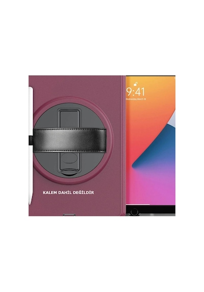 Apple Uyumlu İpad 10.2 7.nesil Kılıf Hand Strap Tablet Kılıfı - Mürdüm Evimdeyokyok