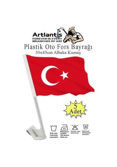 Plastik Otofors Bayrak 30x45 Cm 5 Adet Konvoy Ve Araç Bayrağı Cama Takılan Bayrak Türk Bayrağı Oto Fors 30 45