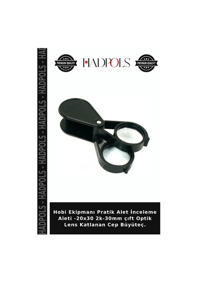 Hobi Ekipmanı Pratik Alet İnceleme Aleti -20x30 2k-30mm Çıft Optik Lens Katlanan Cep Büyüteç.