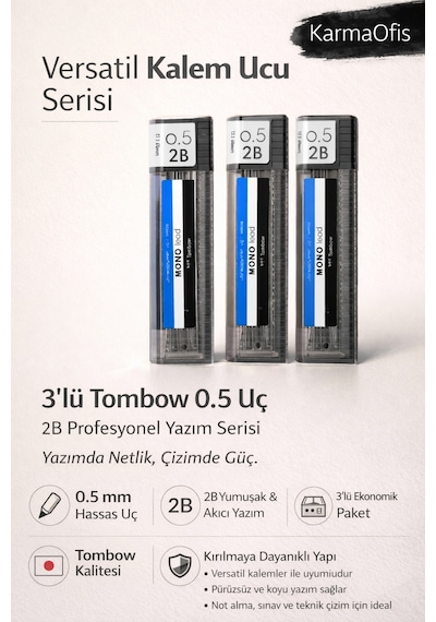 0.5 2b Versatil Kalem Ucu 3 Lü Paket Seçeneği Orijinal Japon Üretim