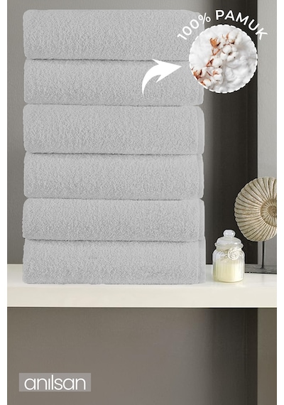 6'lı Gri Banyo Havlusu - 70x140 Cm, 490 Gr, %100pamuk, Spa Ve Otel Havlusu, Günlük Kullanıma Uygun Gri
