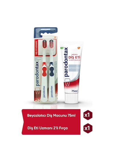 Parodontax Beyazlatıcı Diş Macunu 75 ML + Parodontax Diş Eti Uzmanı Fırçası 2'li
