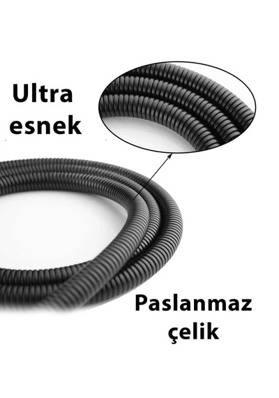 Yüksek Kaliteli Spiral Banyo Duş Hortumu 1,5 Metre Mat Siyah
