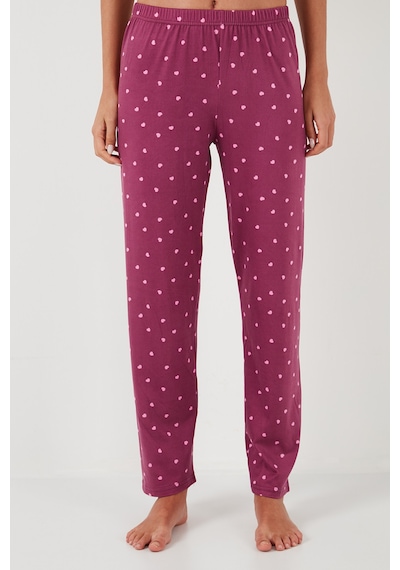 Lela Desenli Regular Fit Gömlek Yaka Bayan Pijama Takımı 65750101 Mürdüm