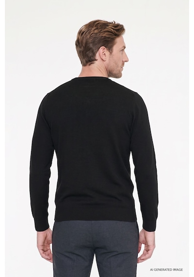 AC&Co / Altınyıldız Classics Erkek Siyah Standart Fit Normal Kesim V Yaka Triko Kazak 4A4923100002SYHXXL Siyah