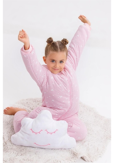 Cantoy Kız Erkek Çocuk Kalın Elyaf Dolgulu Premium Kalite 2.5 Tog Desenli Uyku Tulumu Pembe