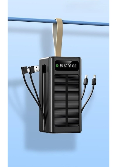 Solar 50.000 Mah Güneş Enerjili Led Işıklı Powerbank Şarj Aleti 4xusb Çıkış Çoklu Şarj Çıkışı Kablo Siyah Solar 50.000 Mah Güneş Enerjili Led Işıklı Powerbank Şarj Aleti 4xusb Çıkış Çoklu Şarj Çıkışı Kablo Siyah