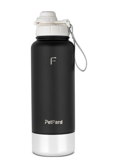 Petpard 2 İn 1 Kedi & Köpek Mama Kabı Ve Paslanmaz Çelik Termos, 1 Litre, Siyah