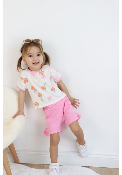 Harika Kids Kız Çocuk Lolipop Baskılı Şortlu İkili Takım 001