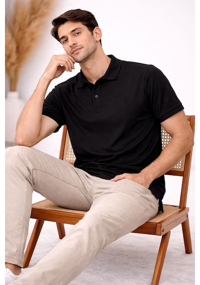 Classics Men Turbulance Polo Yaka Kısa Kol Erkek Tişört 7597 Siyah