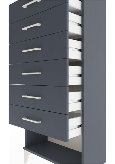 Arges Dolap 6 Çekmeceli 60x30x134 Antrasit-antrasit Antrasit