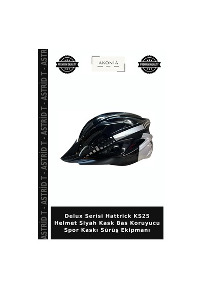 Delux Serisi Hattrick Ks25 Helmet Siyah Kask Bas Koruyucu Spor Kaskı Sürüş Ekipmanı