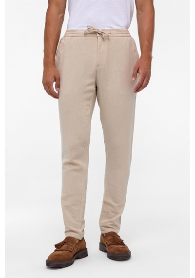 Süvari Bej Slim Düz Jogger Pantolon