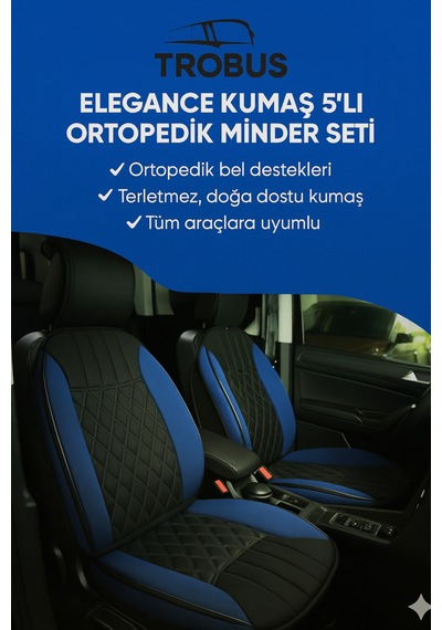 Bentley Continental Gtc Cabrio 2005-2011 Trobus Elegance Ortopedik Araç Koltuk Minderi 5'li Set, Hava Yastığı Uyumlu Siy