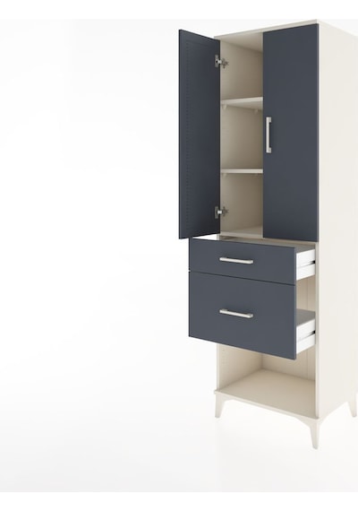 Hyperion Dolap 3 Raflı 2 Çekmeceli 2 Kapaklı 60x44x195 Aytaşı-antrasit Aytası