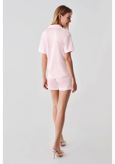 Freshness 324 Kadın 4'lü Sabahlıklı Şorlu Pijama Takımı - Pembe - M Pembe
